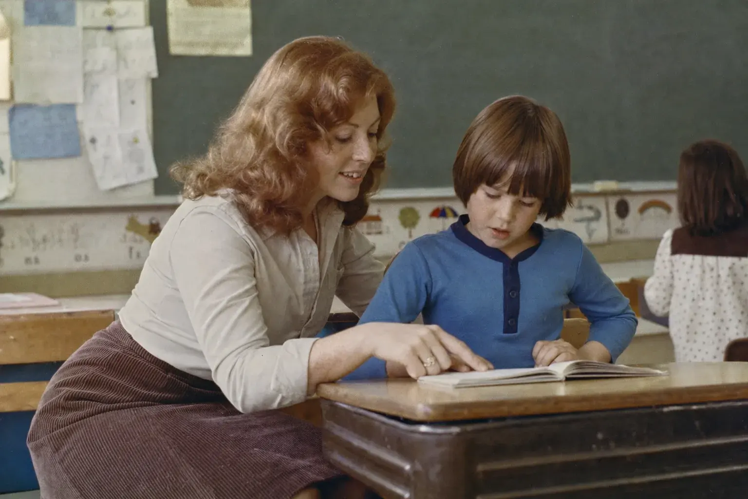 Peggy teaching her third-grade class, 1977